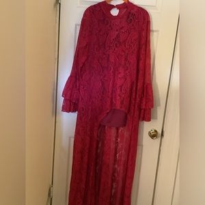 Ashley Stewart asymmetrical sheer lace blouse with matching tank size 26/28